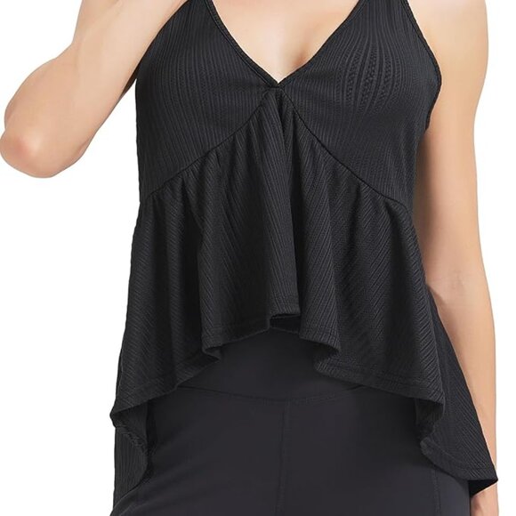 NWT! Cute and Flirty Sleeveless Top w/ Tapered Ruffle Hem & Racerback Design- LG - Picture 2 of 15